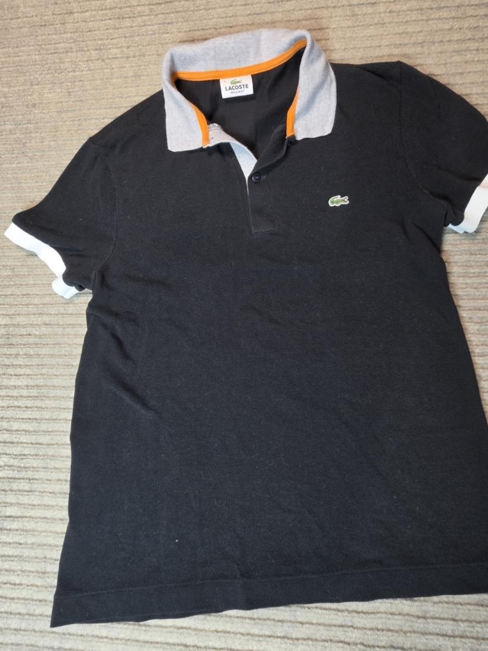 Lacoste Polo Shirt Mens Medium size 4 Black Croc Logo Pique Classic Fit Preppy
